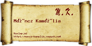 Müncz Kamélia névjegykártya